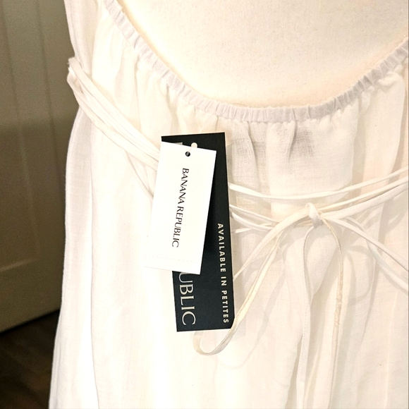 NWT' - BANANA REPUBLIC - White Linen Style Dress, Backless with Straps, Size L - Picture 7 of 7